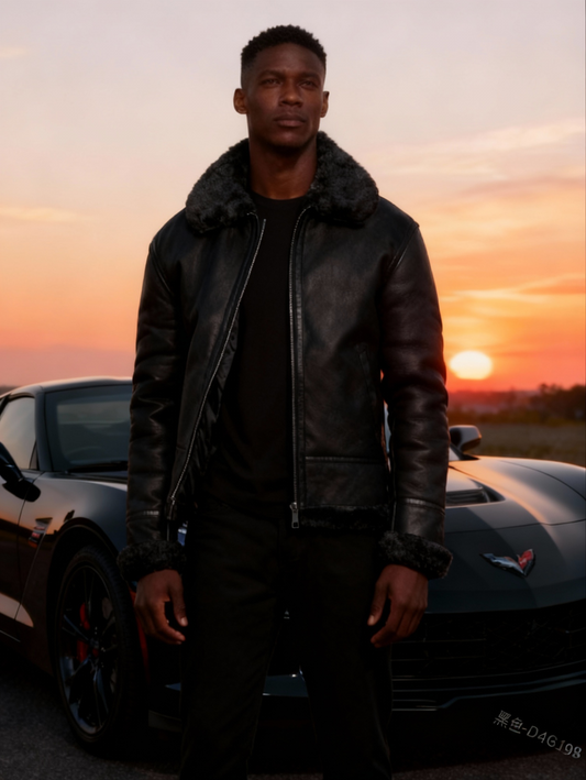 Men's Winter Fleece-Lined Lapel Jacket - Full-Zip Mid-Length Coat with Lapel Collar, Loose Fit Outerwear for Cold Weather, Machine Washable, Casual & Formal (Office/Party) - Black (No Elasticity, Fleece)