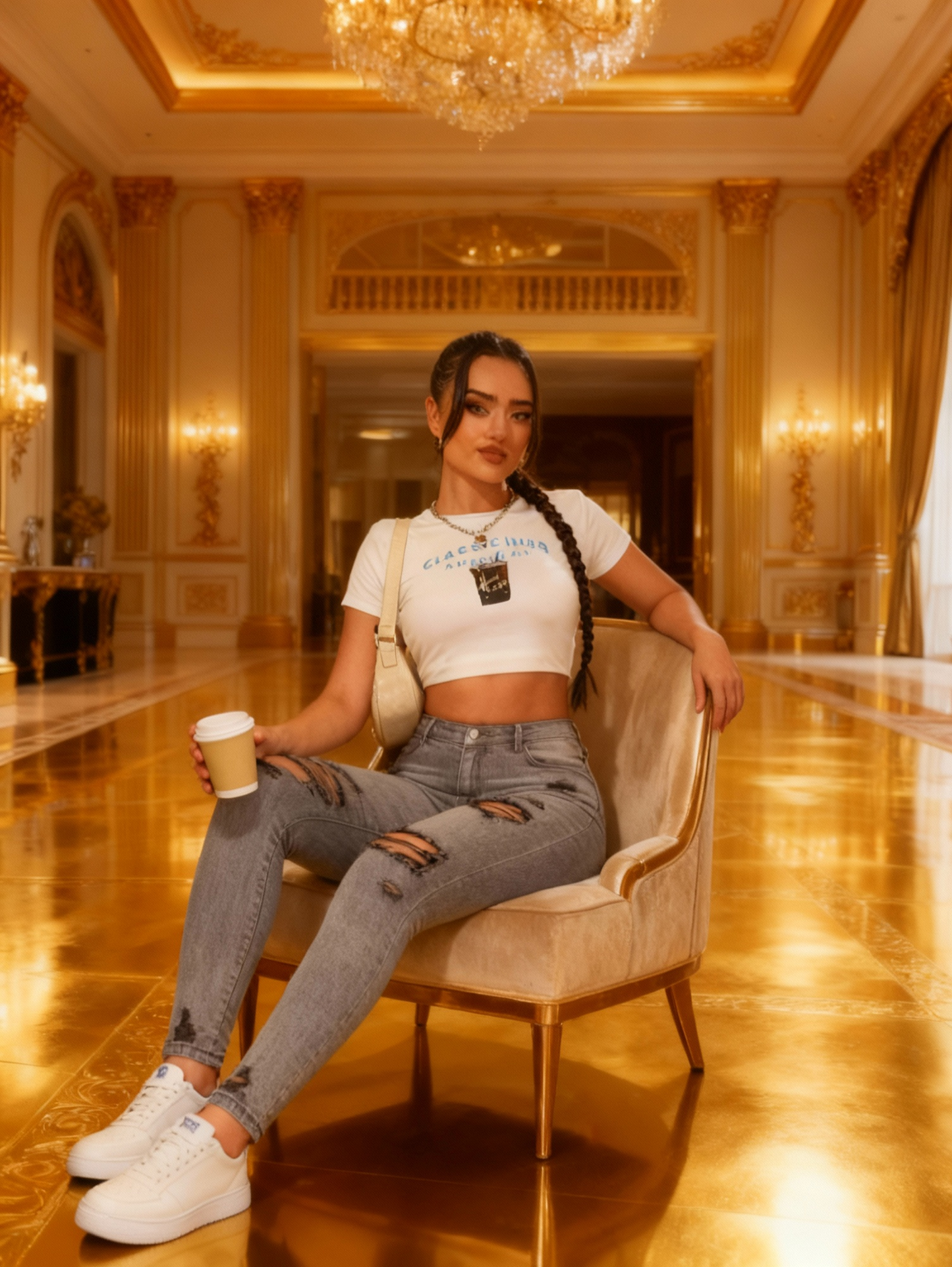 Women'S High-Waisted Stretch Denim Jeans with Ripped Knee Details - Casual Long-Length Skinny Jeans, Button Closure & Zipper Fly, All-Season Comfort Fit, High Waisted Jeans, Comfortable Fashion, Durable Fabric