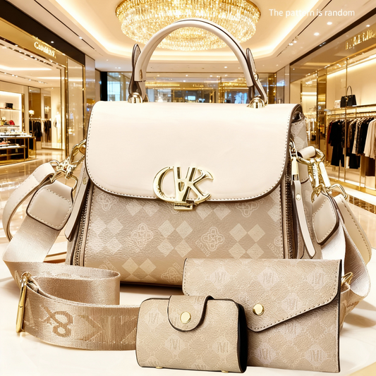 Women'S Handbag Set - Elegant Brown & Golden Tote with Detachable Strap, Zipper Closure, Polyester - Stylish Everyday & Formal Purse for Women, Versatile For Casual & Formal Occasions, Ladies Handbags, Urban Style, Durable Co