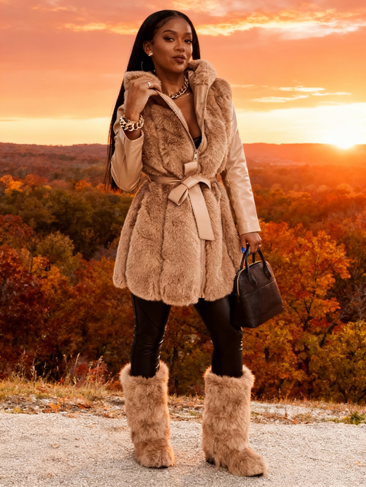 Plus Size - Plus Size - Women'S Plus Size Winter Warm Hooded Jacket with Belted Waist & Full-Zip Closure - Mid-Length Solid Color Coat, Soft Durable Fabric, Casual to Semi-Formal Outerwear for Everyday & Special Occasions, Ea