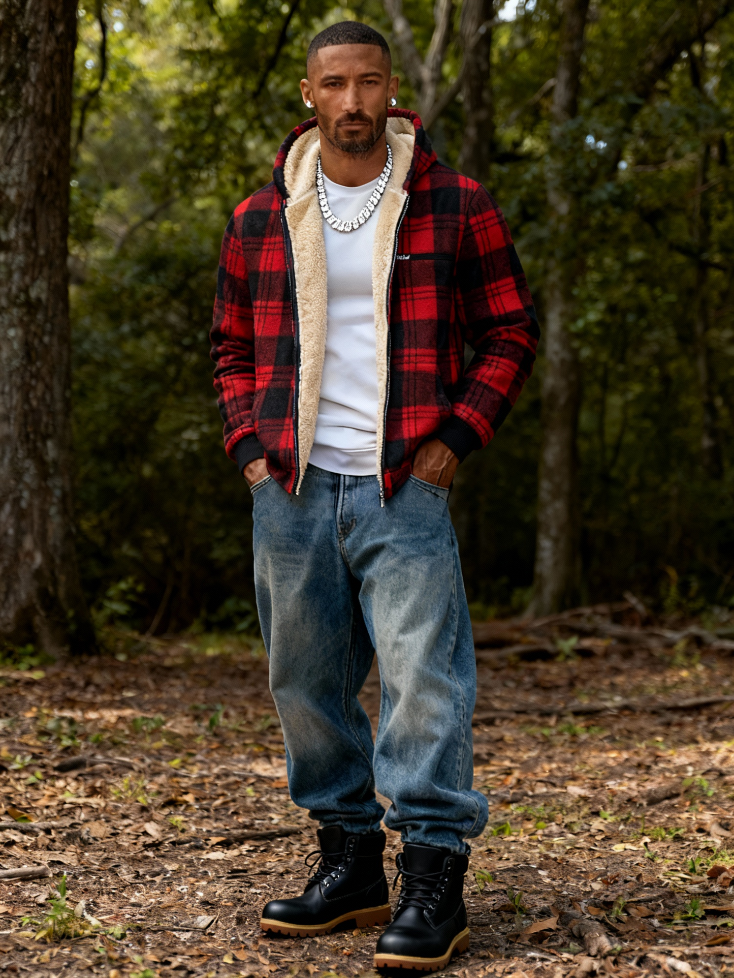 Men's Heavyweight Fleece Hooded Jacket - Full-Zip Sherpa Lining