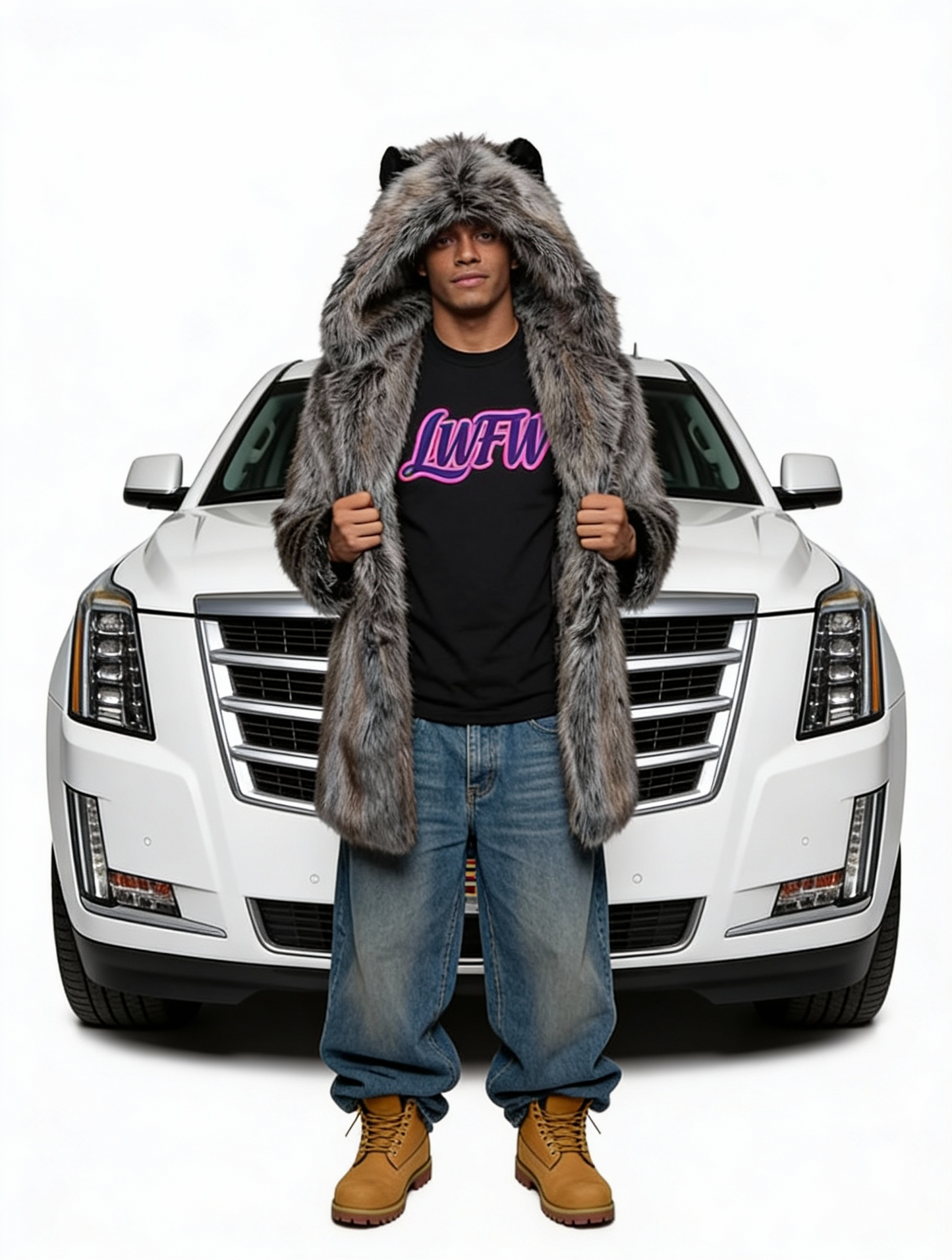 Men'S Luxury Faux Fur Coat - Mid-Length Mink-Like Jacket, Thick Windproof Winter Outerwear with Hood & Full-Zip Closure, Cozy Warm Lining, Casual Loose Fit Streetwear, Geometric Pattern, Lining, Autumn/Winter Jacket for Men (