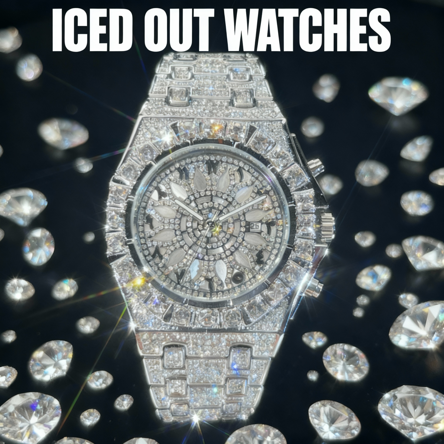 Fashion Green Black Watch For Mens Luxury Iced Quartz Watch Mans Hip Hop Square Cz Jewelry Wristwatch Christmas Gift For Men Women