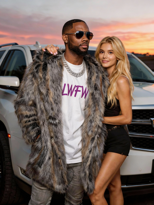 Men'S Luxury Faux Fur Coat - Mid-Length Mink-Like Jacket, Thick Windproof Winter Outerwear with Hood & Full-Zip Closure, Cozy Warm Lining, Casual Loose Fit Streetwear, Geometric Pattern, Lining, Autumn/Winter Jacket for Men (