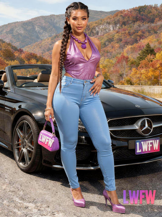 Plus Size Skinny Light Blue Jeans for Women Full Length Stretchy Denim Jeans Pants Full Length Pencil Denim Jeans Pants