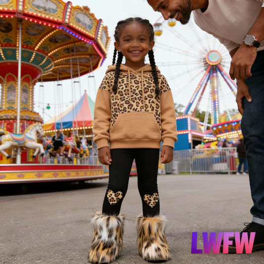 Girls' Winter Snow Boots with Fringe Trim - Warm Mid-Calf Traction Outsole, Lightweight Rubber Sole & Cozy Round Toe for Outdoor, Slipping on/Slip-Resistant - Cute Booties for & Little (Winter/Autumn)