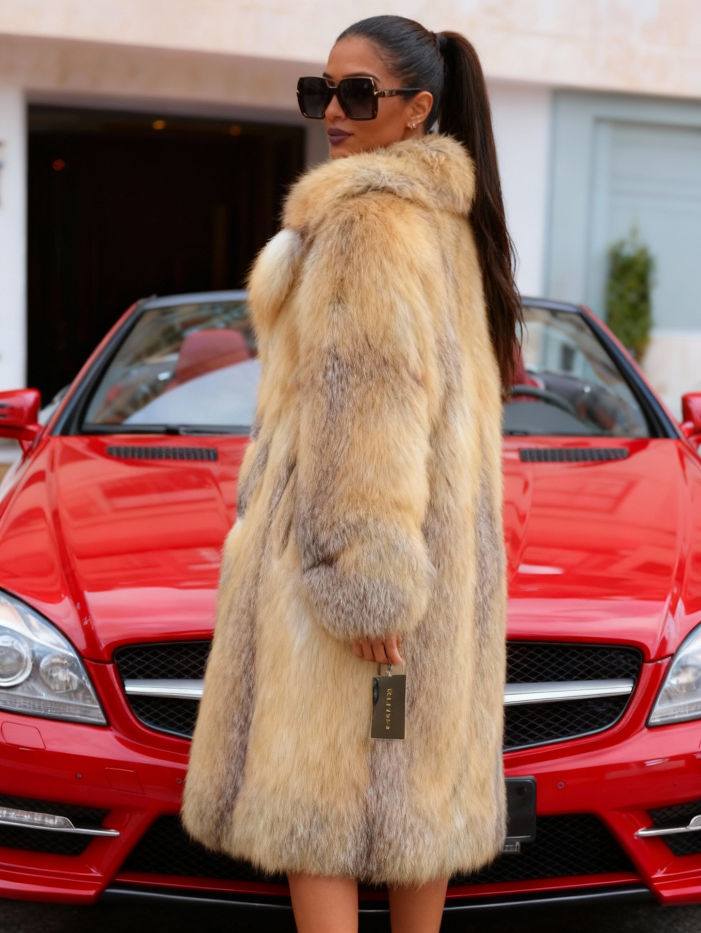 Autumn And Winter Warm Artificial Fur Coat, Mid-length Warm Patchwork Sports Jacket