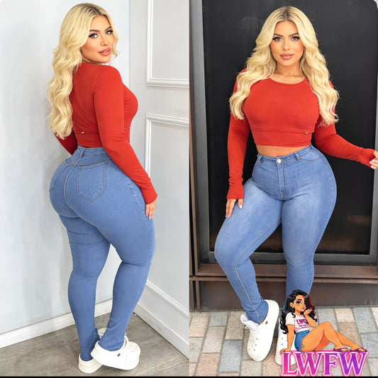 [Stretch Skinny Jeans] High Stretch Plus Size Women's Skinny Jeans | Casual High Rise Solid Button Fly