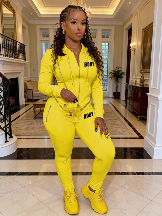 2pcs Women's Shapewear Set with Letter Print & Full Chest Padding - High Neck Zipper Front/Back Matching Outfit,  Initials/Look, Sporty Casual Bodysuit, Machine Washable 2pcs suit for Gym, Dance, Casual Attire