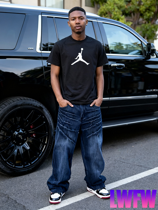 1pc Men'S Wide Leg Jeans Super Loose Pants Loose Jeans Ice Skating Pants Street Wear, Suitable For Both Men And Women, for all Seasons, Machine Washable, Classic And Fashionable Items