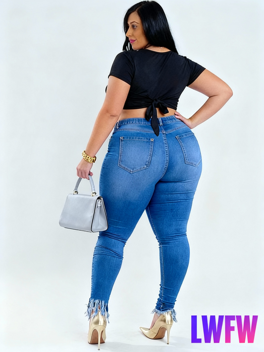 Women'S Plus Size Stretch Skinny Jeans - High-Rise, Slimming Denim Pants for Spring & Fall, Machine Washable