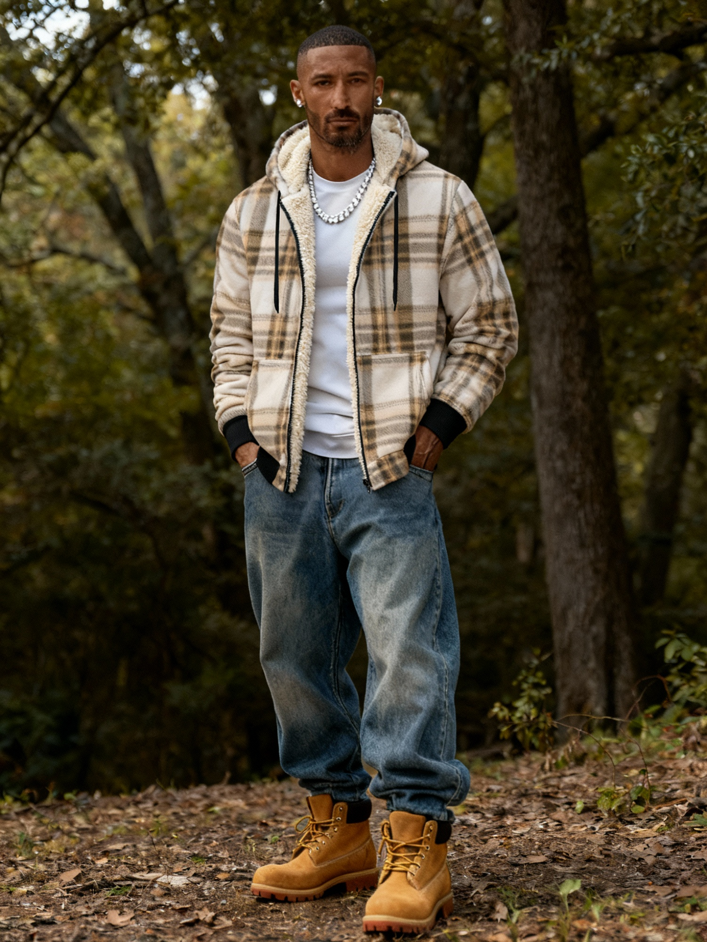 Men's Heavyweight Fleece Hooded Jacket - Full-Zip Sherpa Lining